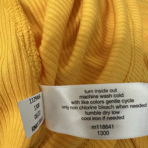 Lane Bryant Top Women 18/20 Marigold Yellow Button Accent Front Ribbed Knit - Picture 11 of 12